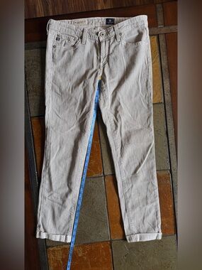 Adriano goldschmied cigarette roll up pin stripe pant 27r cotton preppy stilt
